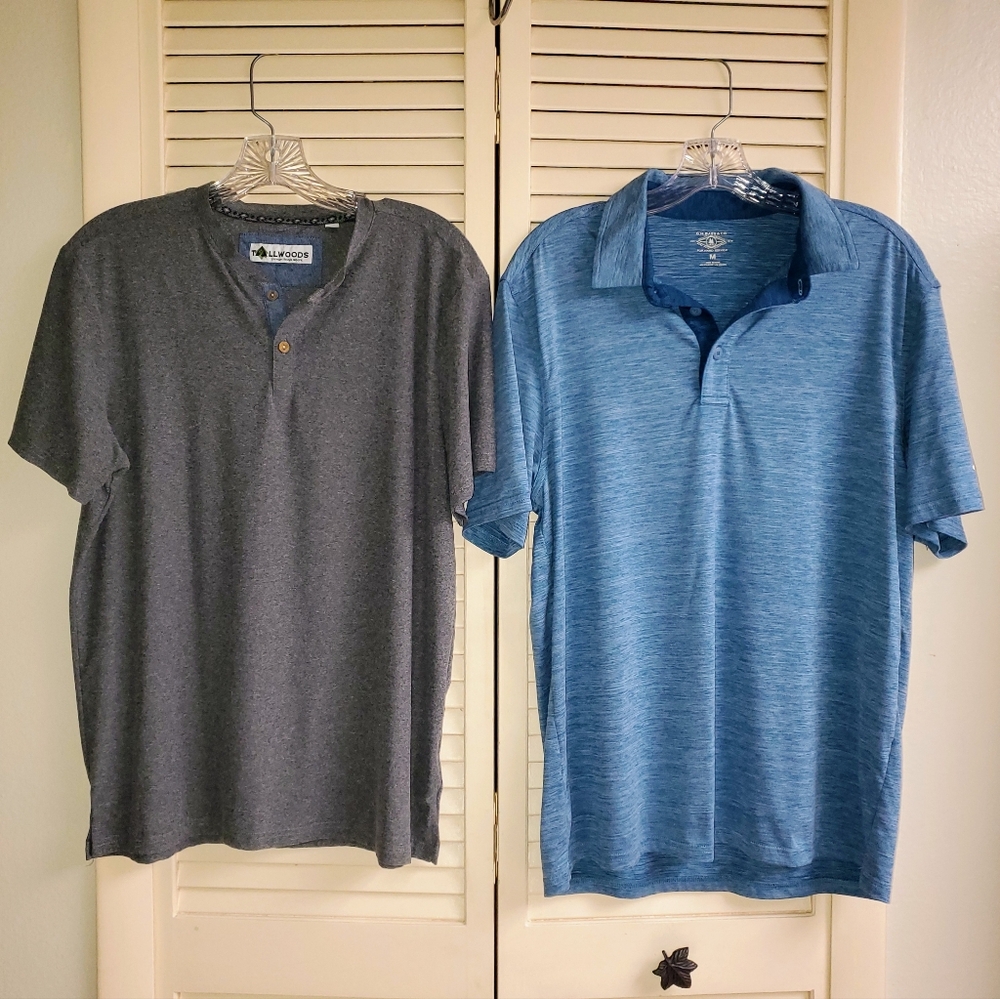 G H BassBlue Collard and Tallwoods Gray Men's Shirts   Size Medium Set Of 2
